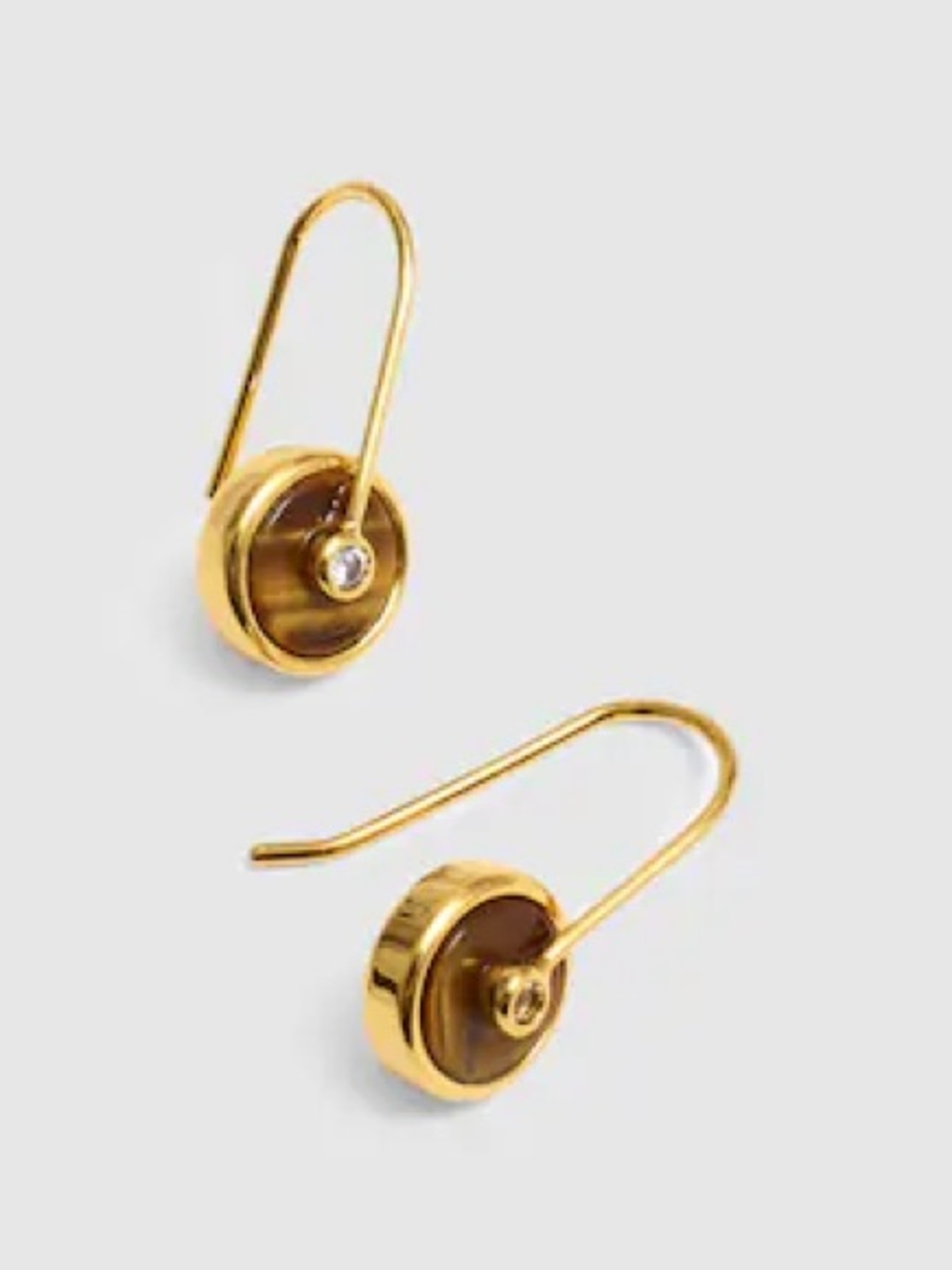 Madewell Stone Inlay Coin Earrings in Tigers Eye NWT
